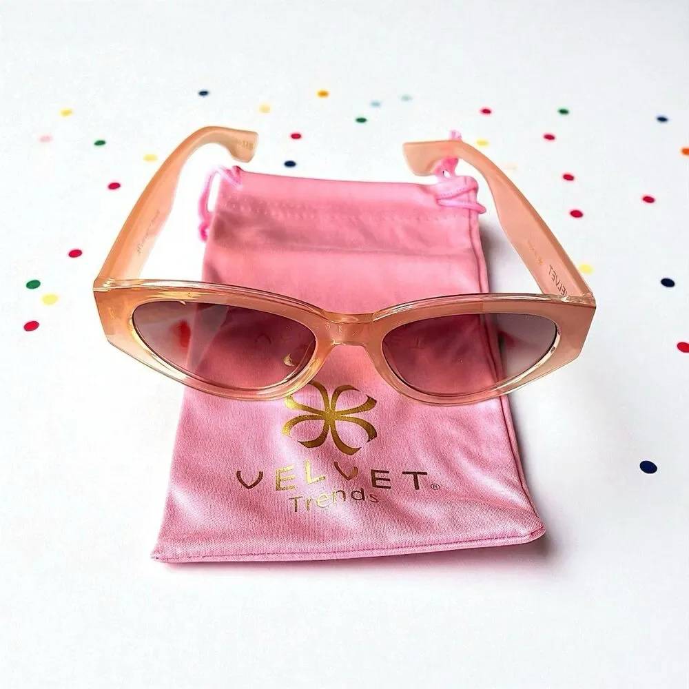 VELVET EYEWEAR The Rosa Cat Eye Sunglasses in blush w/microfiber pouch